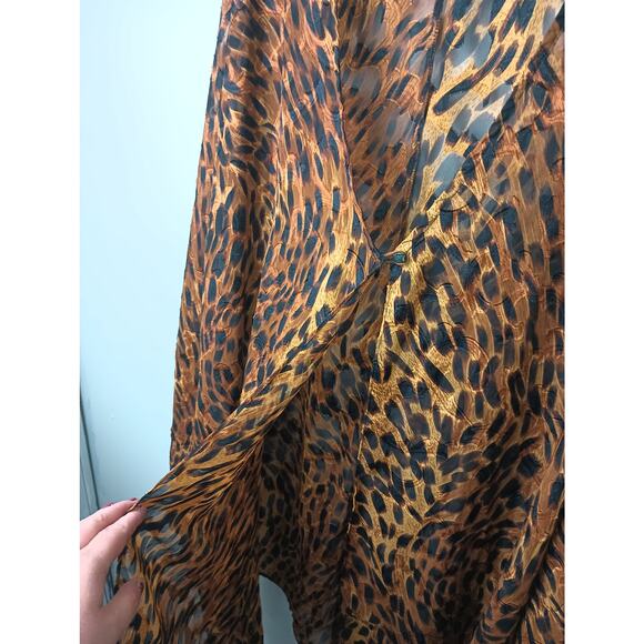 Vintage Solange Satin Polyester Animal Print Cheetah Robe Women Size 22/28 - Picture 2 of 5